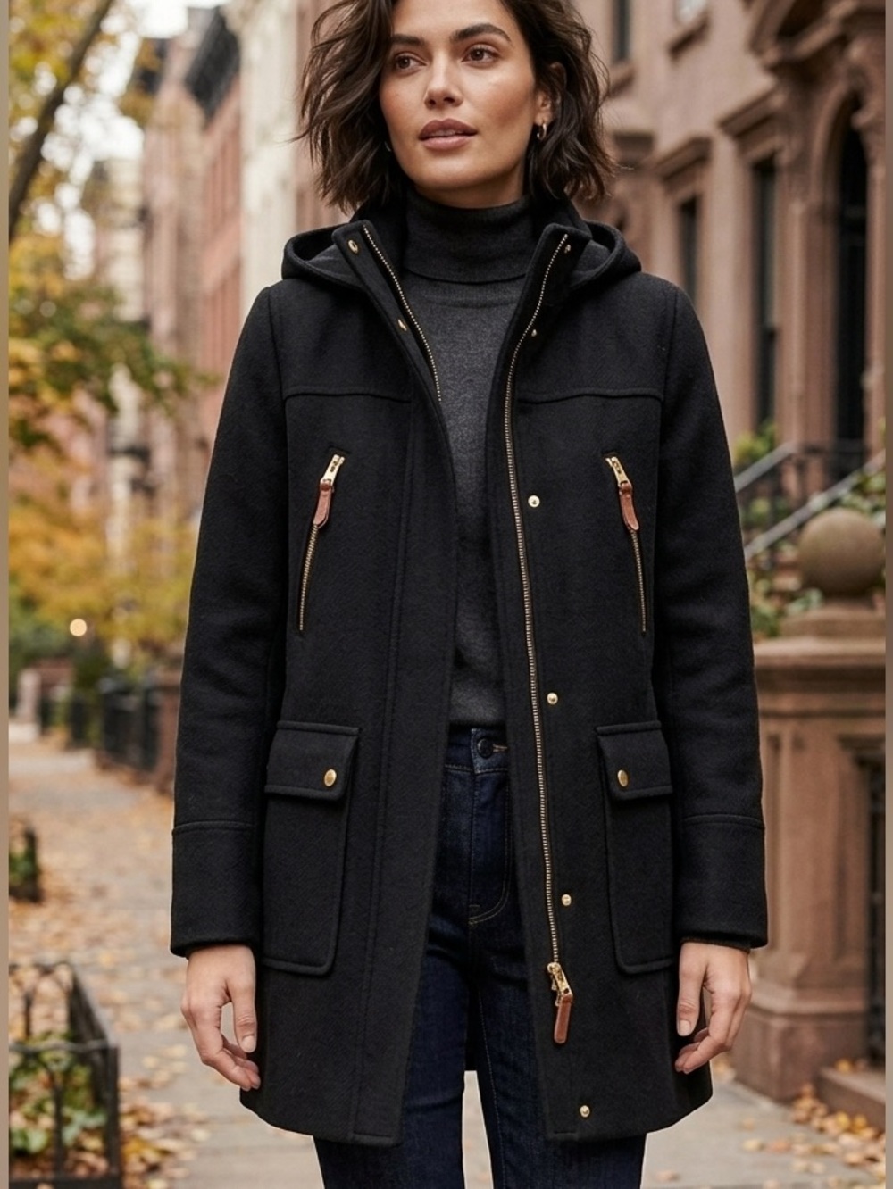 J. Crew Chateau Parka Italian
Stadium Cloth Wool Black Women's Coat Size 00